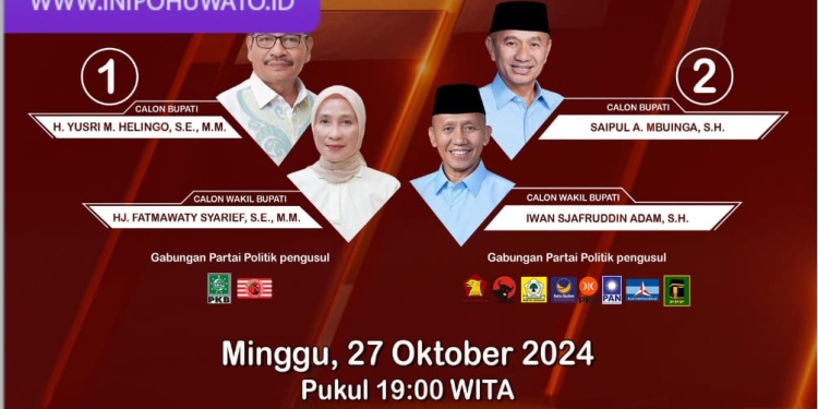Debat Publik Calon Bupati dan Wakil Bupati Pohuwato 2024 Digelar Malam Ini