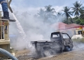 Pick Up Terbakar di Hulawa, Tim ERT Pani Gold Mine Sigap Cegah Api Meluas